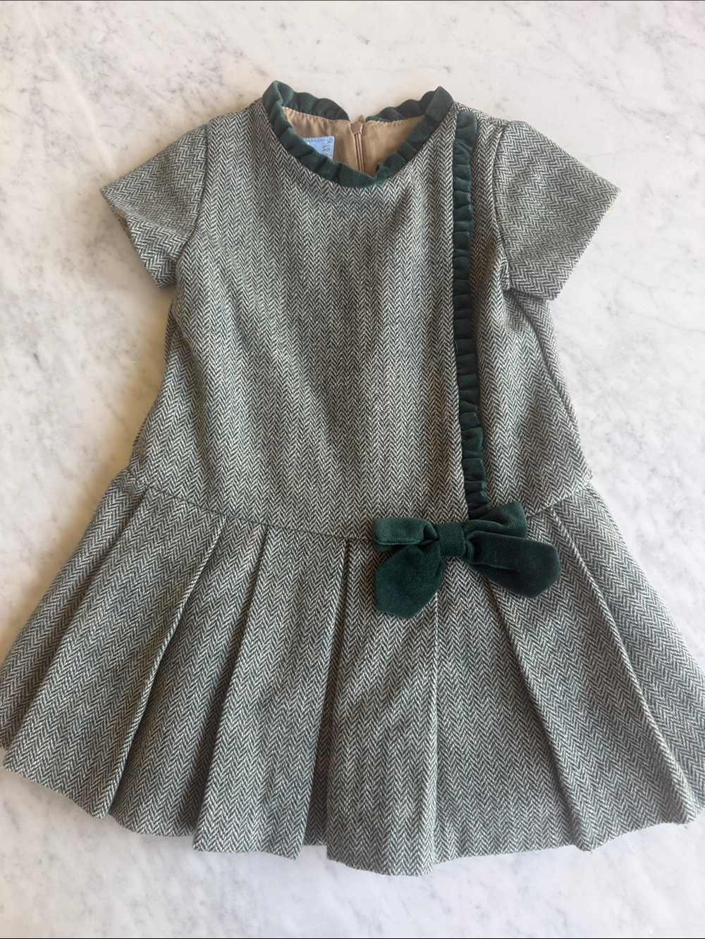Bella Bliss Herringbone Tweed Toddler Dress